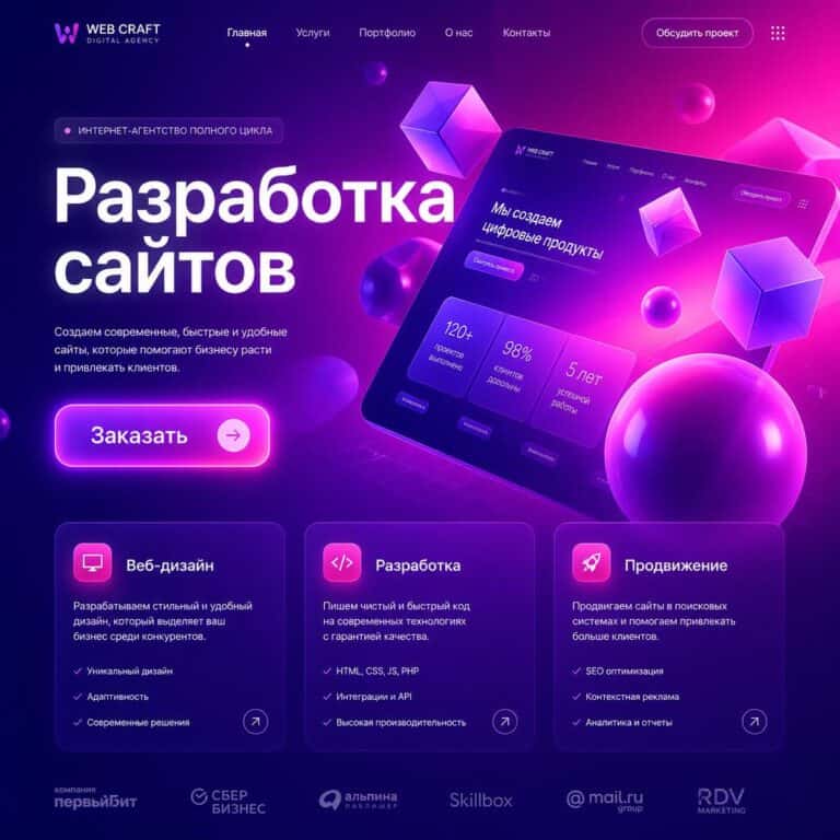 Лендинг для студии дизайна - проект ПрофВебЦентр